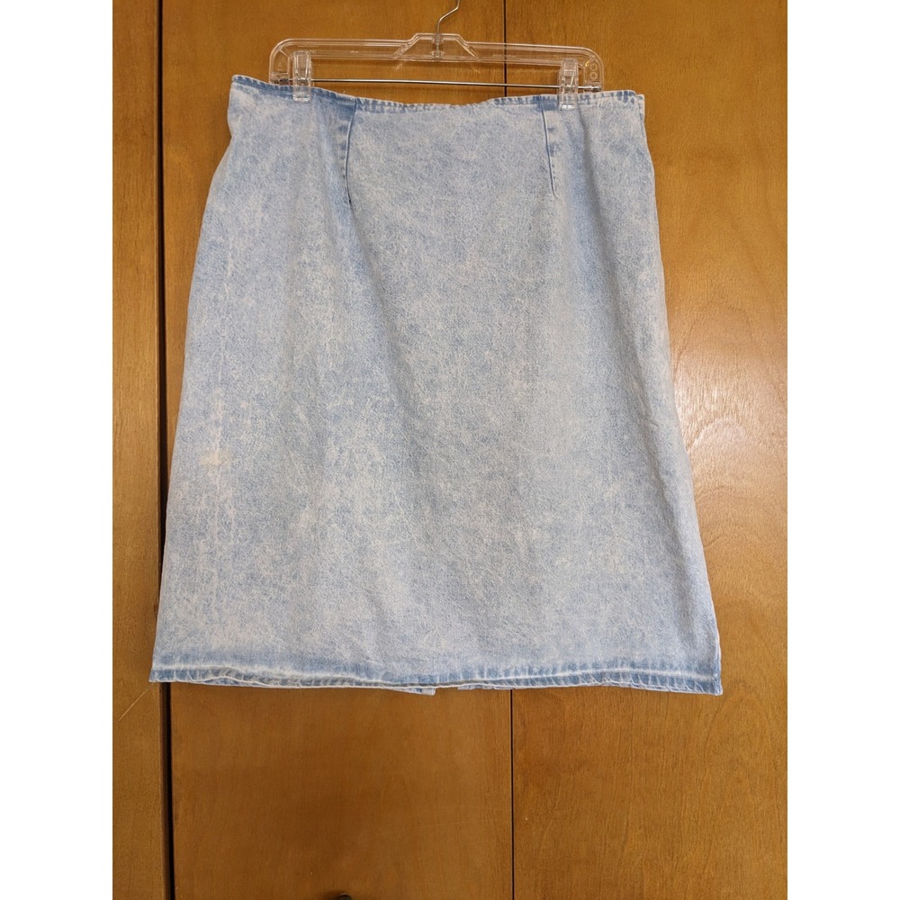 Vintage 80s90s Adrian Jordan Acid Wash Denim Midi Skirt Plus Size20W Made in USA